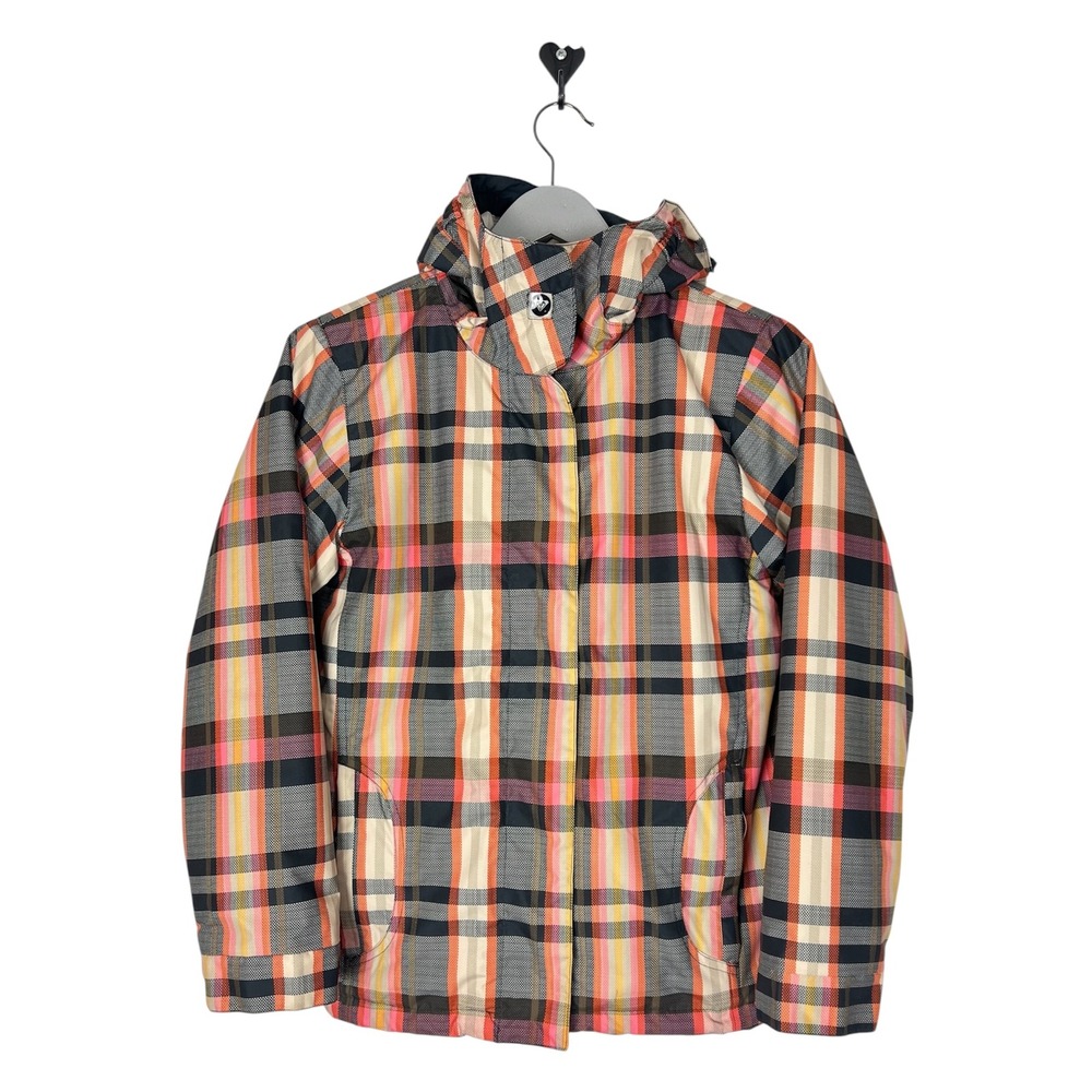 Roxy Kids Plaid Insulated Snow Jacket Ski Snowboard Hooded Coat Size 12 Girls